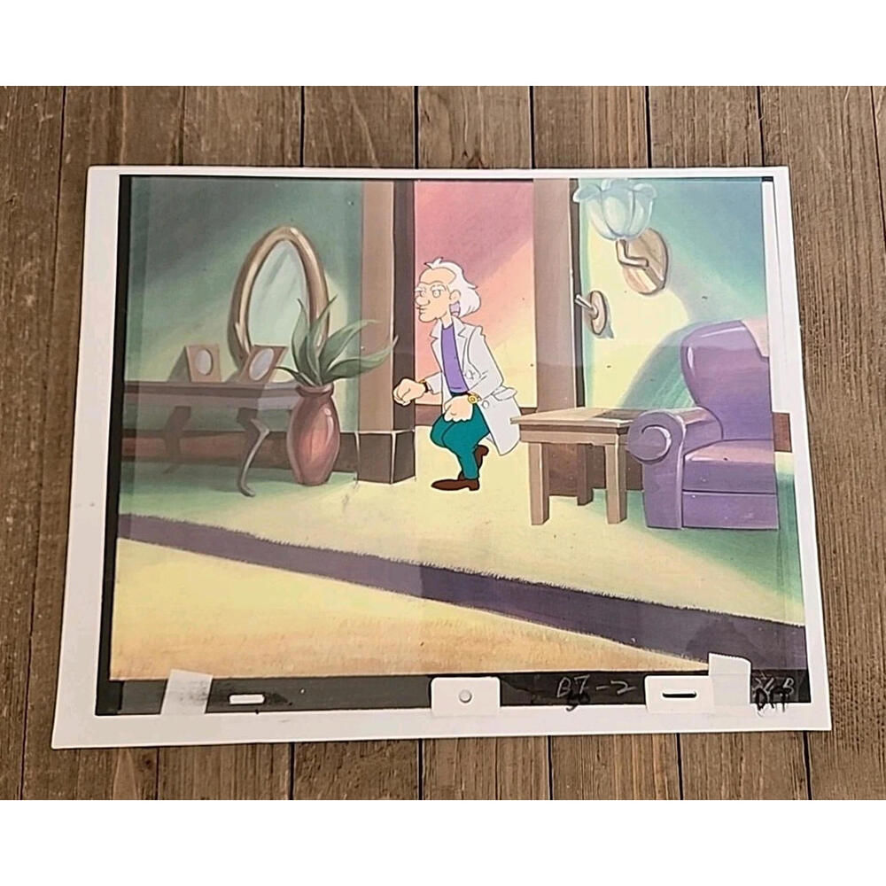 Back To The Future Hand-Painted + Drawn 12.5x10.5 Cartoon Animation Cel DeLorean
